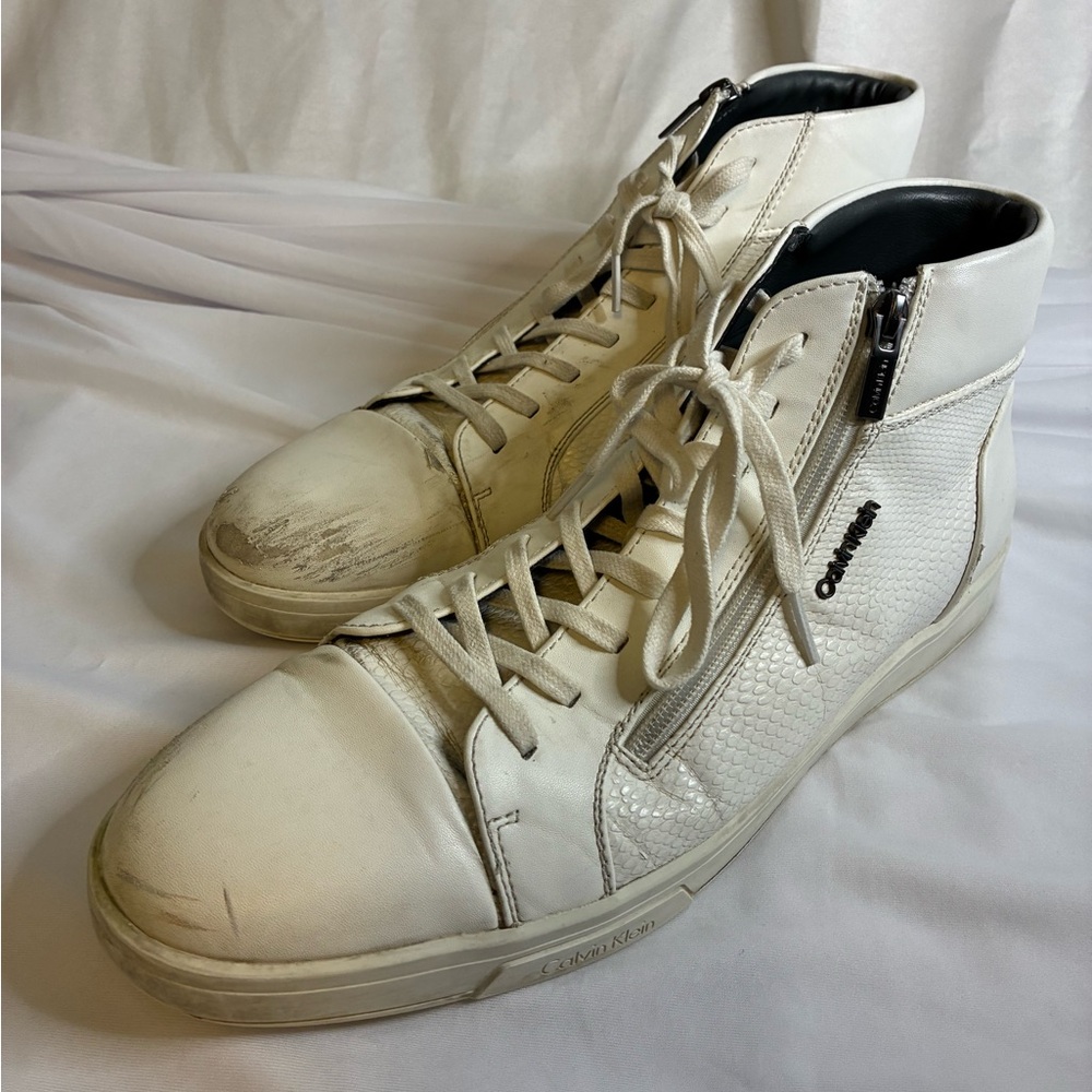 Calvin Klein Off-White High-Top Sneakers